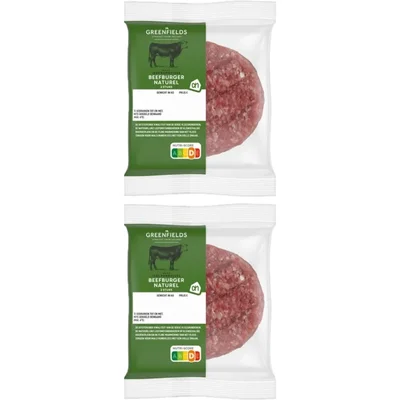 AH Greenfields Beefburger naturel 2 stuks 2-pack