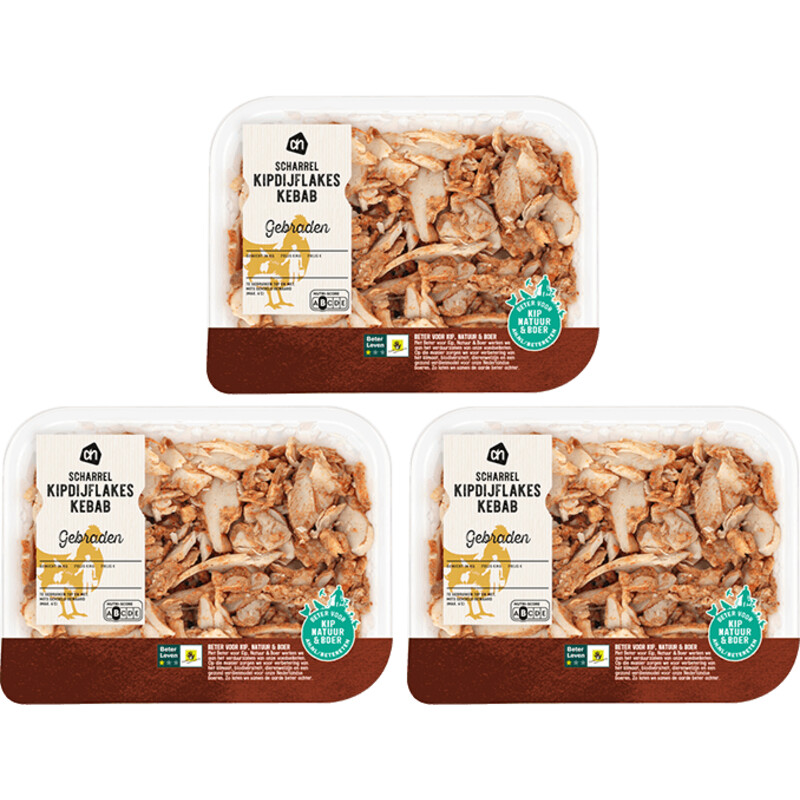AH Scharrel gebraden kipflakes kebab 3-pack