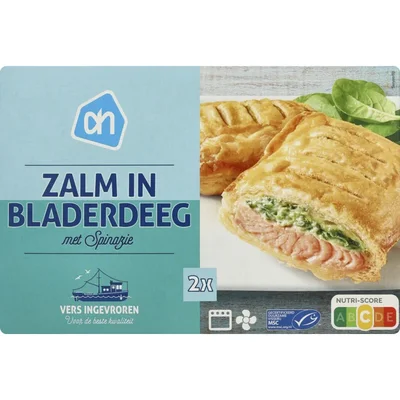 AH Zalm in bladerdeeg met spinazie