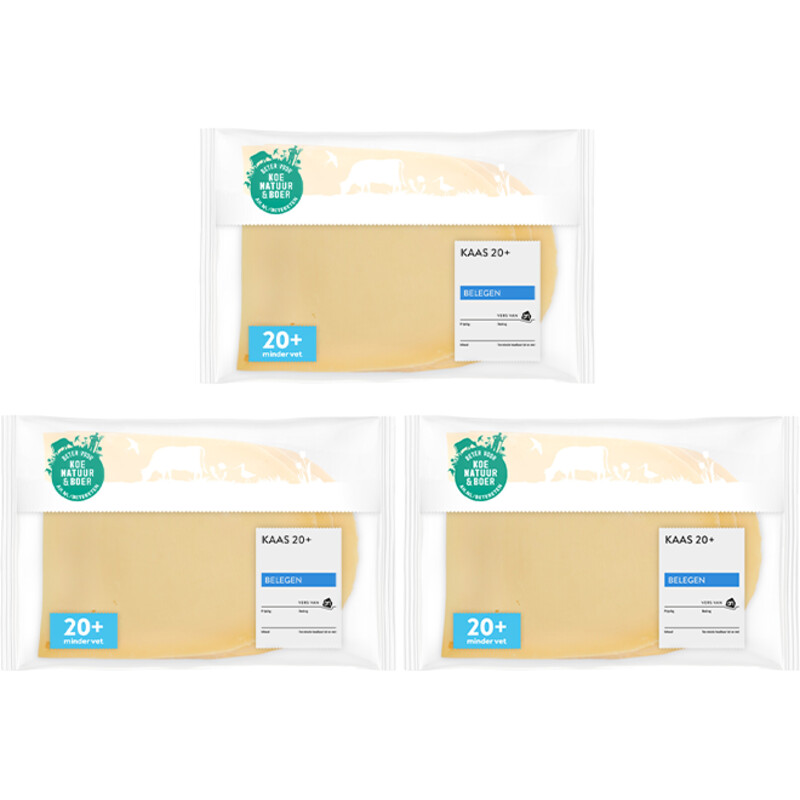 AH Kaas belegen 20+ plakken 3-pack
