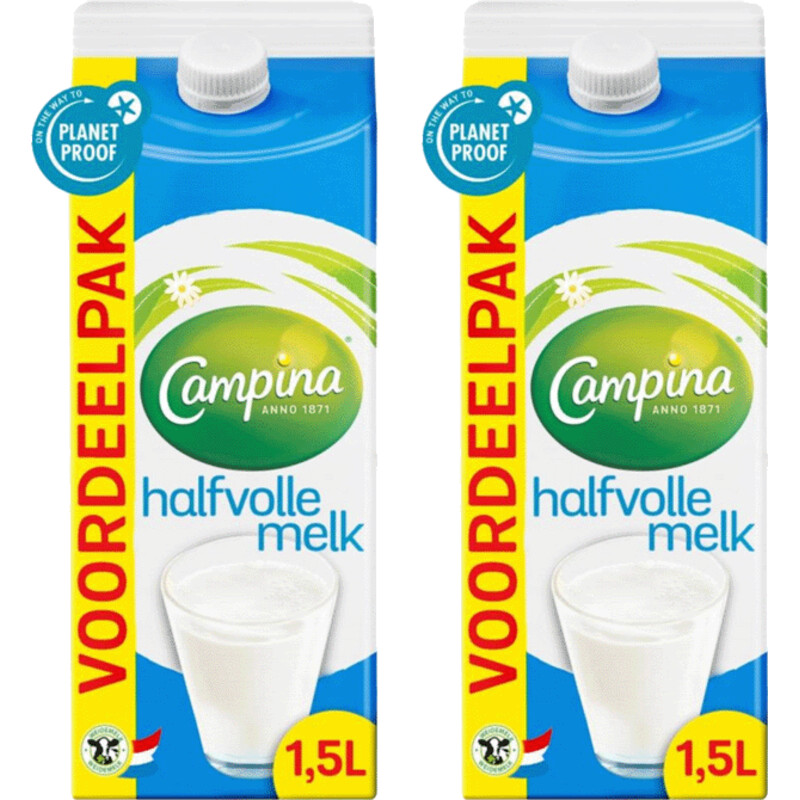 Campina Halfvolle Melk 1,5L pakket 2-pack