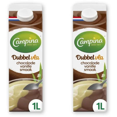 Campina Dubbelvla chocolade vanille smaak 2-pack
