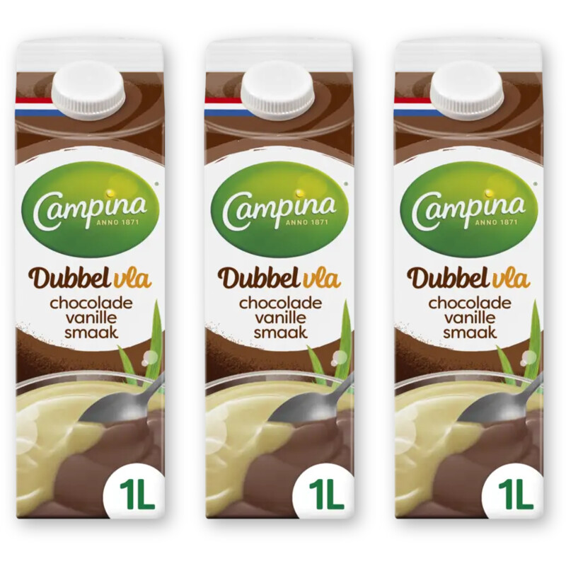 Campina Dubbelvla chocolade vanille smaak 3-pack