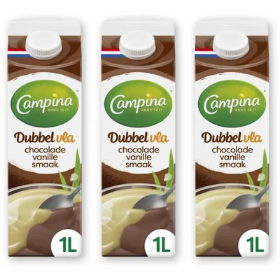 Campina Dubbelvla chocolade vanille smaak 3-pack