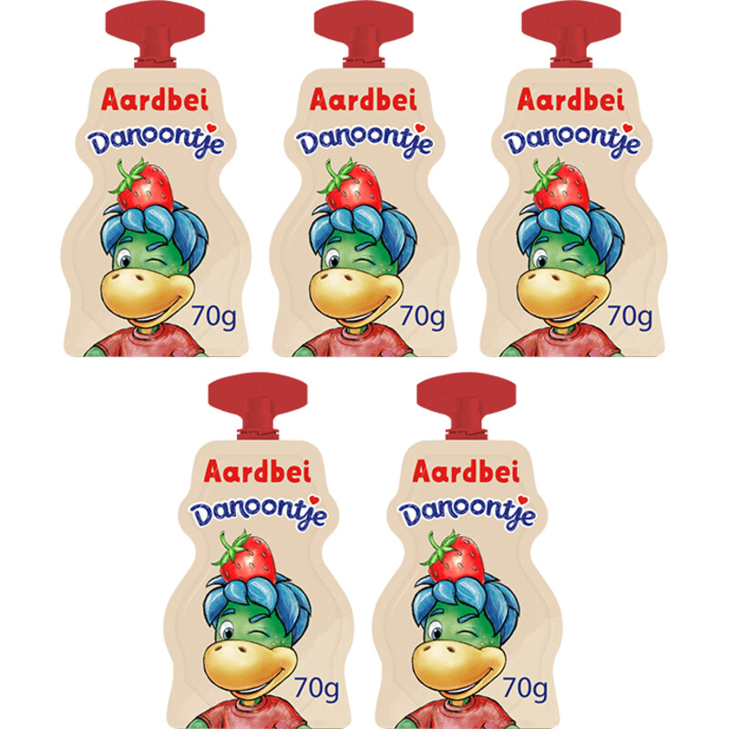 Danoontje Knijpyoghurt aardbei 5-pack