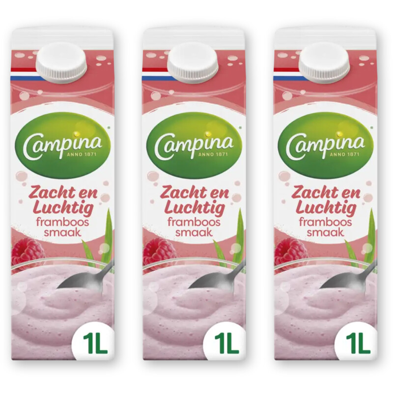 Campina Zacht en luchtig framboos smaak 3-pack