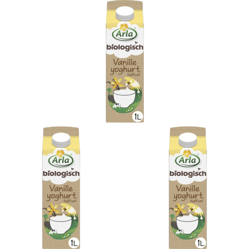 Arla Bio vanille yoghurt halfvol 3-pack