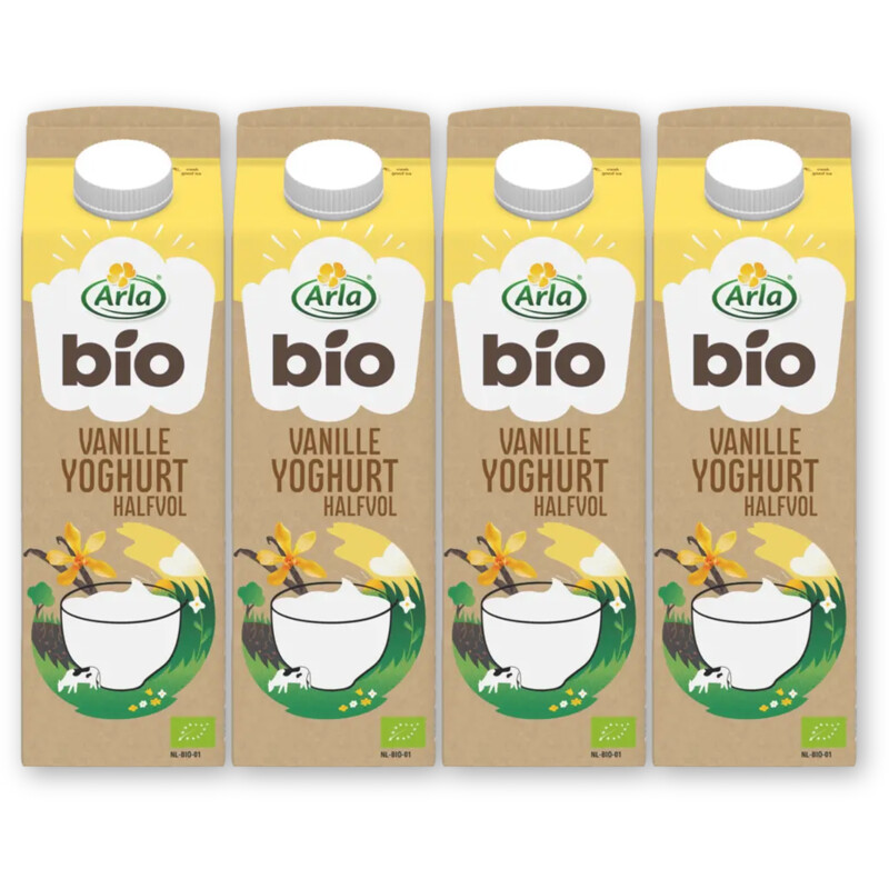 Arla Bio vanille yoghurt halfvol 4-pack