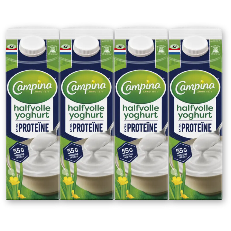 Campina Halfvolle yoghurt extra proteine 4-pack