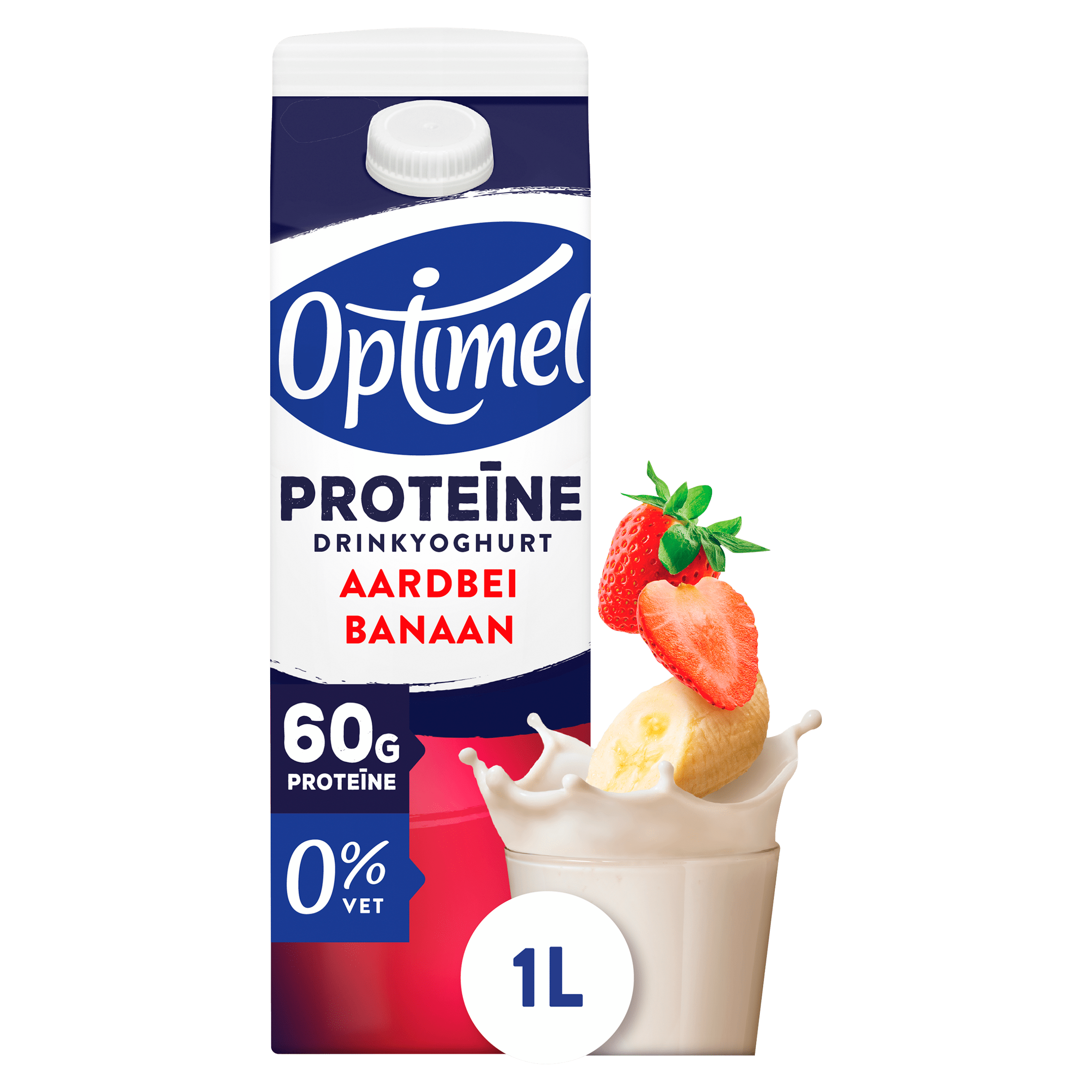 Optimel Proteïne drinkyoghurt aardbei banaan
