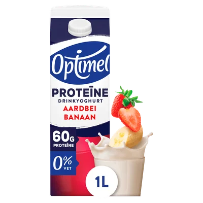 Optimel Proteïne drinkyoghurt aardbei banaan