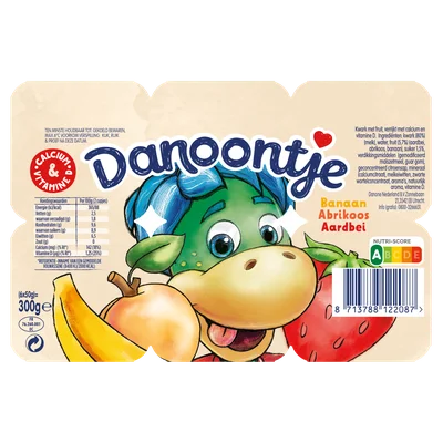 Danoontje Fruitkwark banaan aardbei abrikoos