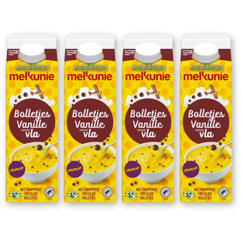 Melkunie Bolletjesvla met vanillesmaak 4-pack