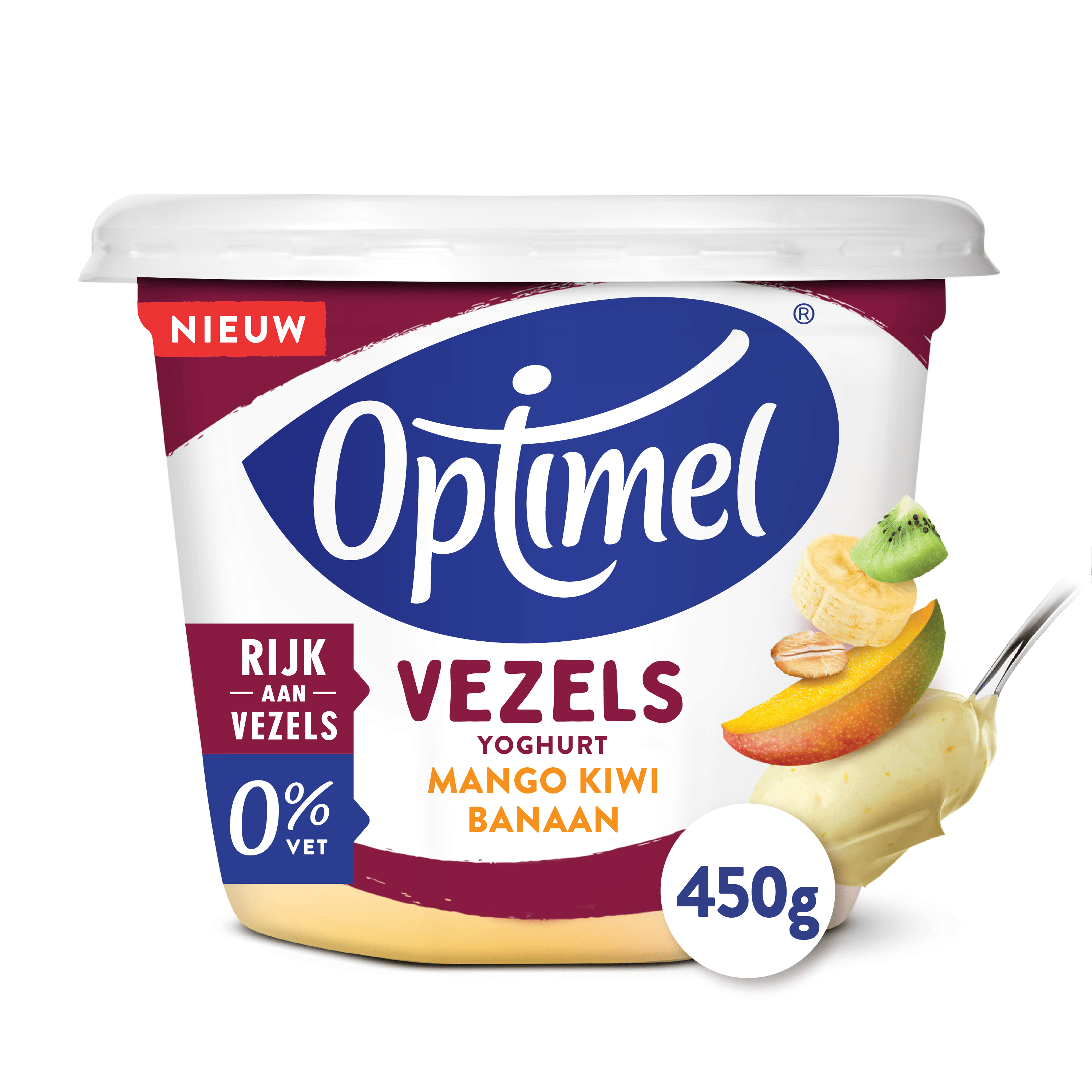 Optimel Yoghurt vezels mango kiwi banaan
