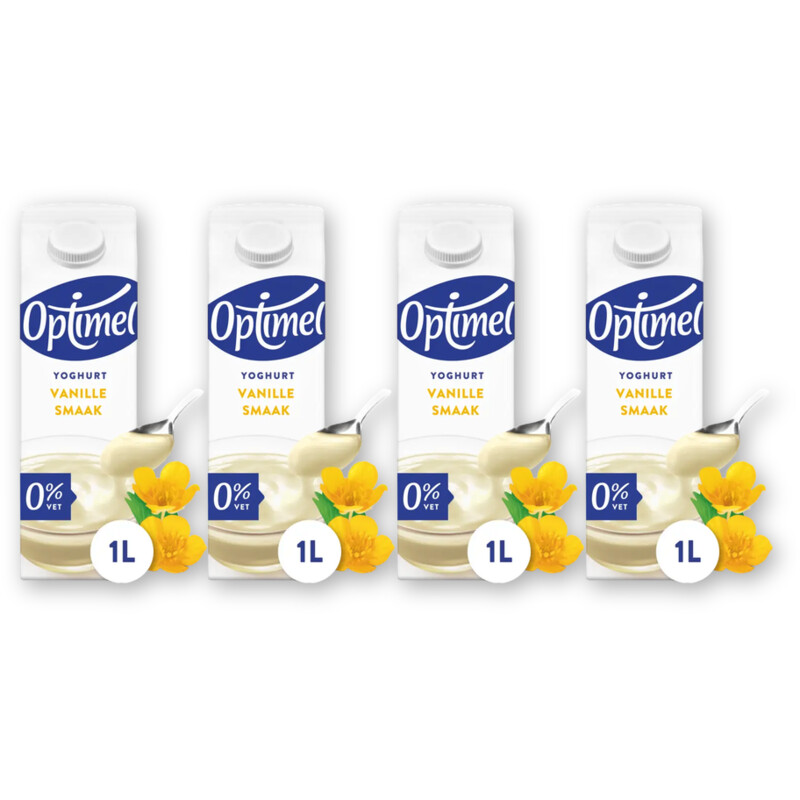 Optimel Yoghurt vanille smaak 0% vet 4-pack