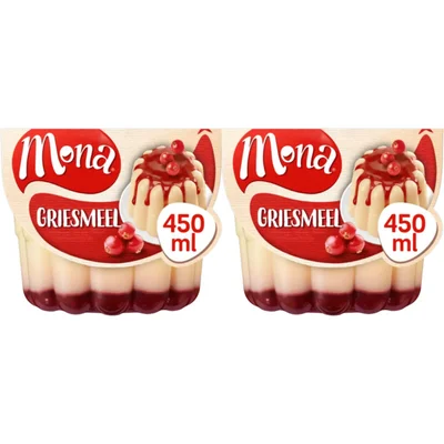 Mona Griesmeelpudding rode bessensaus 2-pack