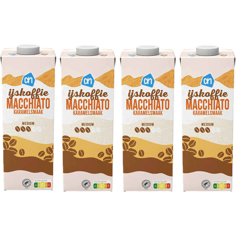 AH IJskoffie macchiato karamelsmaak 4-pack