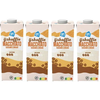 AH IJskoffie macchiato karamelsmaak 4-pack