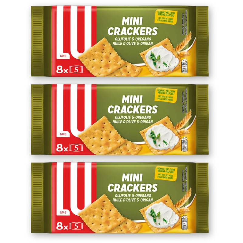 LU Mini crackers olijfolie & oregano 3-pack