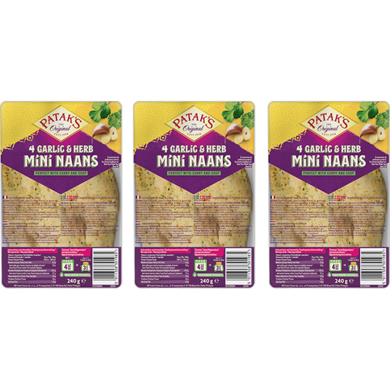 Patak's Mini naan garlic & coriander 3-pack