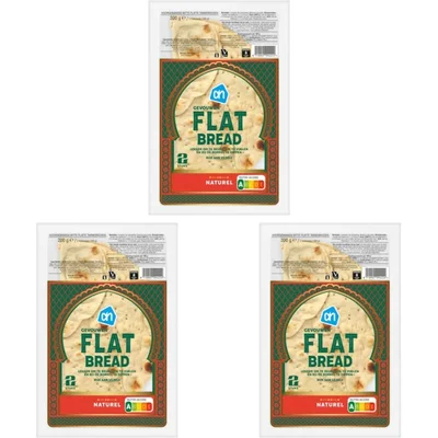 AH Gevouwen flatbread naturel 3-pack
