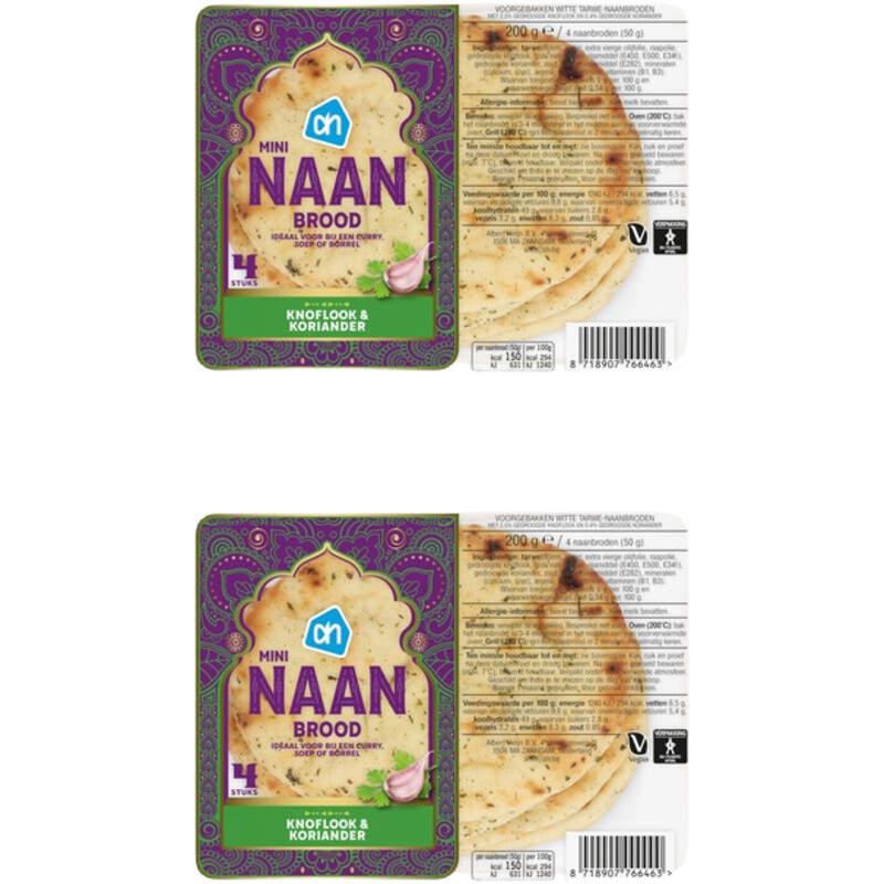 AH Mini naanbrood knoflook koriander 2-pack
