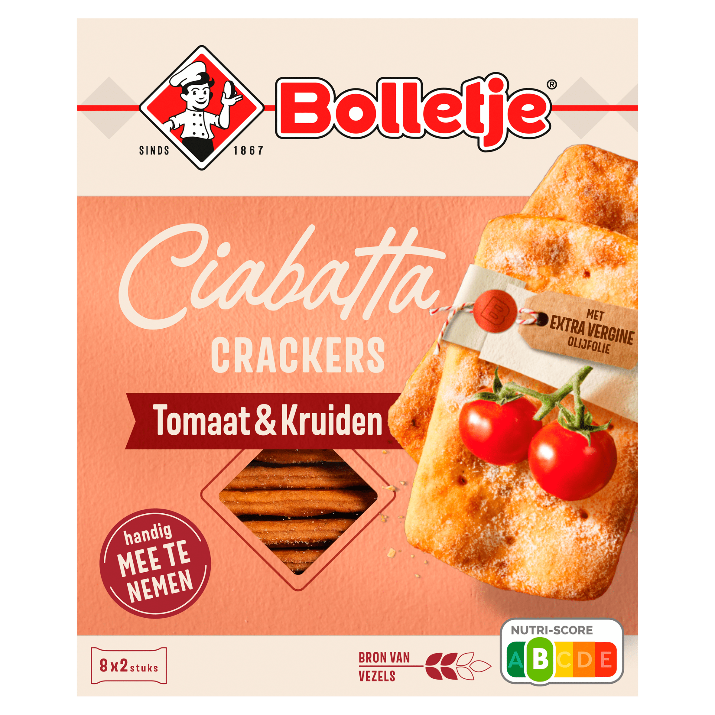 Bolletje Ciabatta crackers tomaat & kruiden