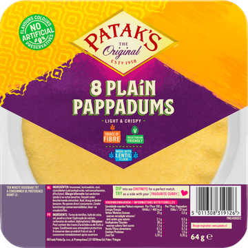 Patak's Pappadums naturel kant-en-klaar