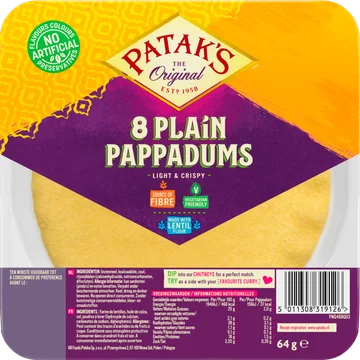Patak's Pappadums naturel kant-en-klaar