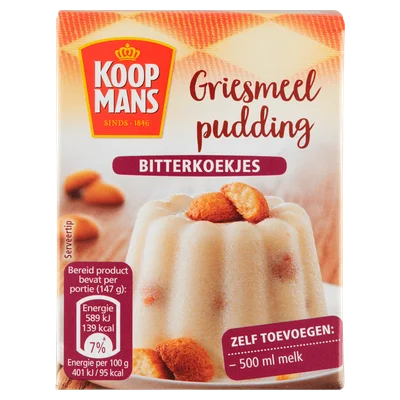 Koopmans Griesmeelpudding bitterkoekjes