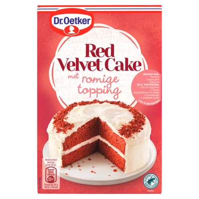 Dr. Oetker Red velvet cake met romige topping