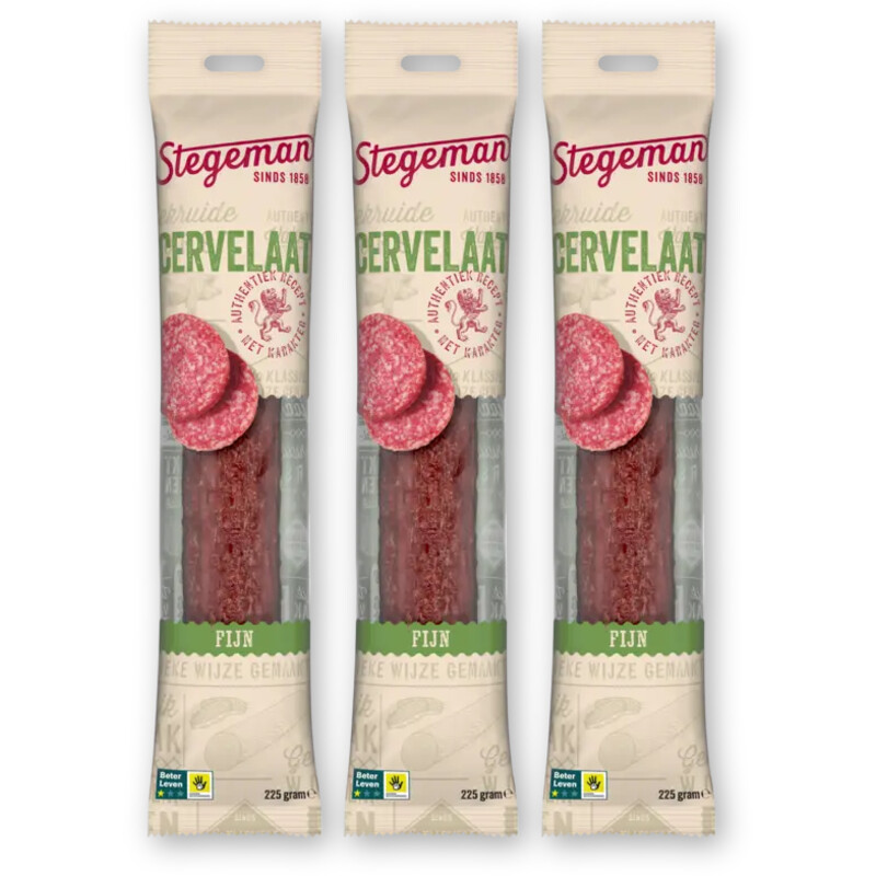 Stegeman Cervelaat fijn 3-pack