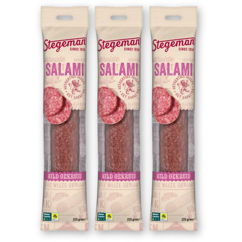 Stegeman Salami mild gekruid 3-pack
