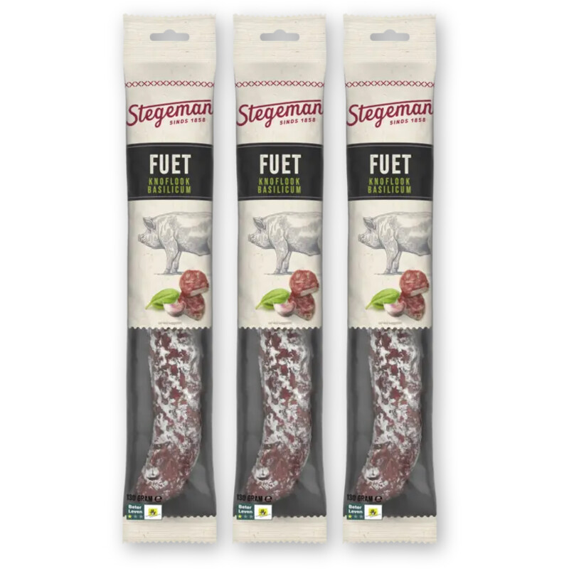 Stegeman Fuet knoflook basilicum 3-pack