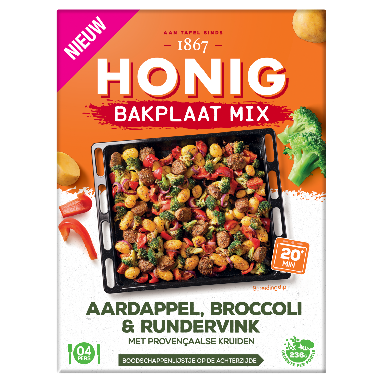 Honig Mix aardappel, broccoli & rundervink