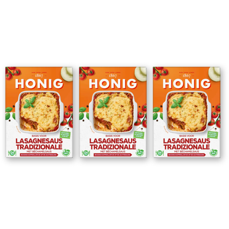 Honig Basis voor lasagnesaus tradiz 3-pack