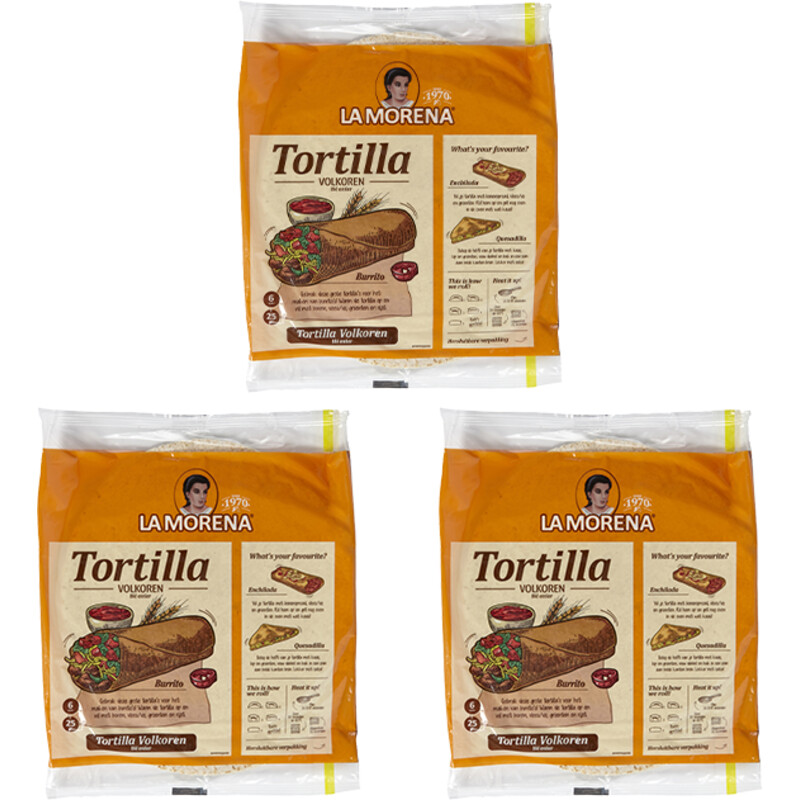 La Morena Volkoren tortilla wraps large 3-pack