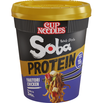 Nissin Soba cup noodle protein yakitori chicken