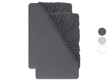 LIVARNO® Set van 2 jersey hoeslakens 90-100 x 200 cm