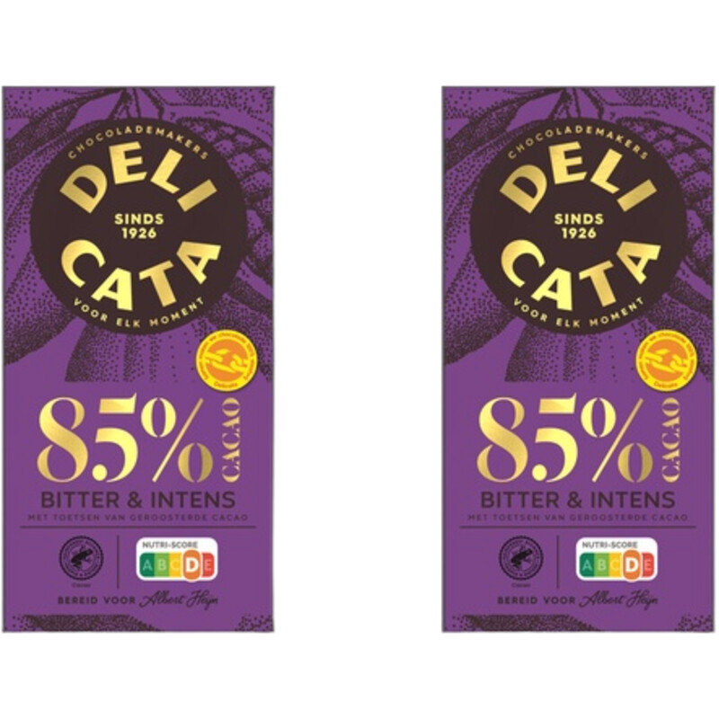 Delicata Reep puur 85% cacao 2-pack
