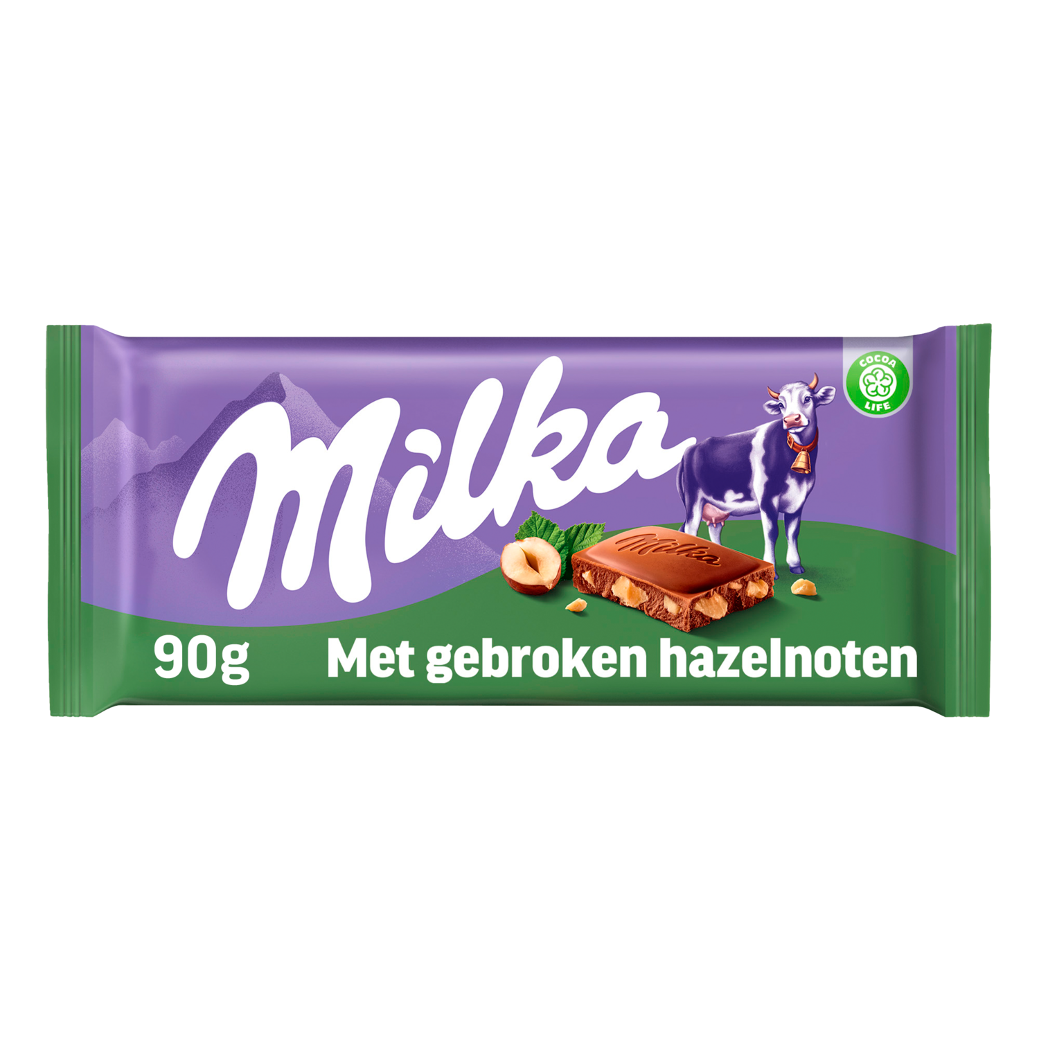 Milka Chocoladereep gebroken hazelnoten