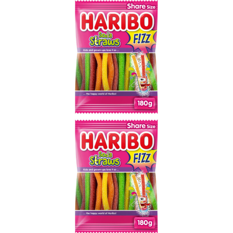Haribo Soda Straws f!zz zuur 2-pack