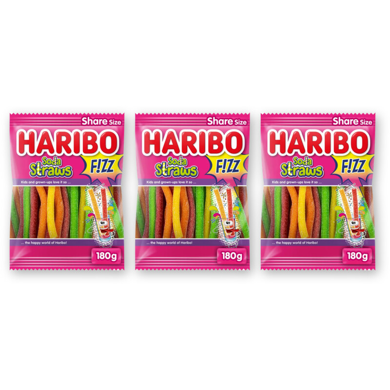 Haribo Soda straws f!zz zuur 3-pack