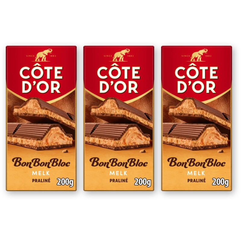 Côte d'Or BonBonBloc praliné melk 3-pack