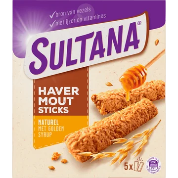 Sultana Havermoutsticks naturel met golden syrup
