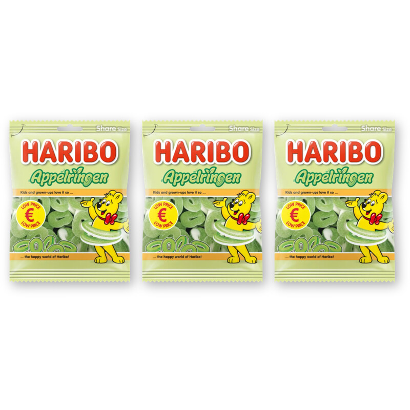 Haribo Appelringen zuur 3-pack