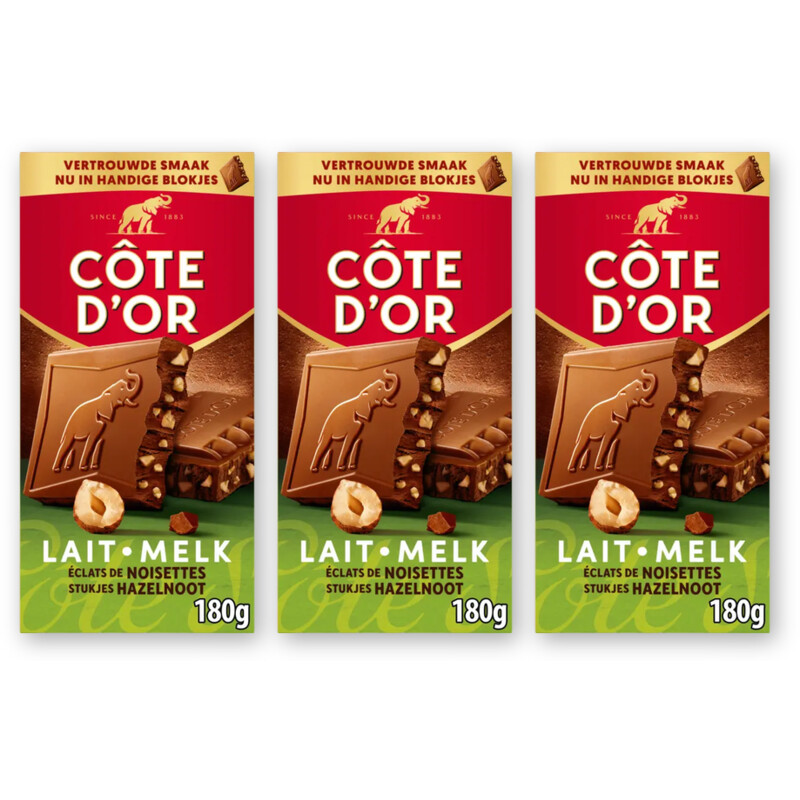 Côte d'Or melk stukjes hazelnoot 3-pack