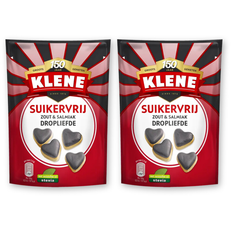 Klene Suikervrij zout&salmiak droplief 2-pack