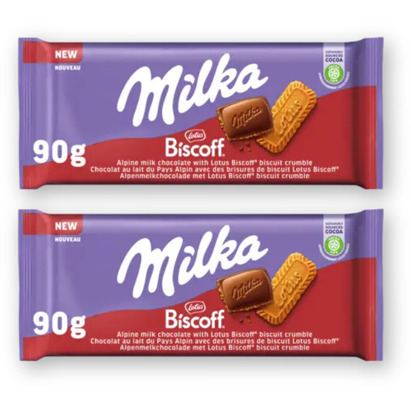Milka Chocoladereep lotus biscoff 2-pack