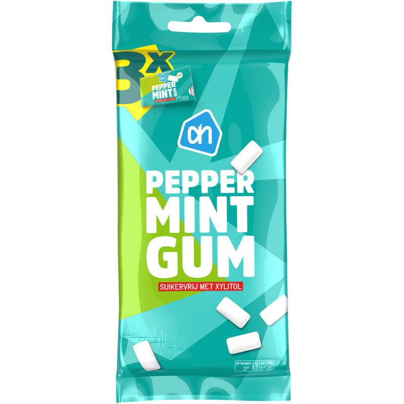 AH Peppermint gum suikervrij 3-pack
